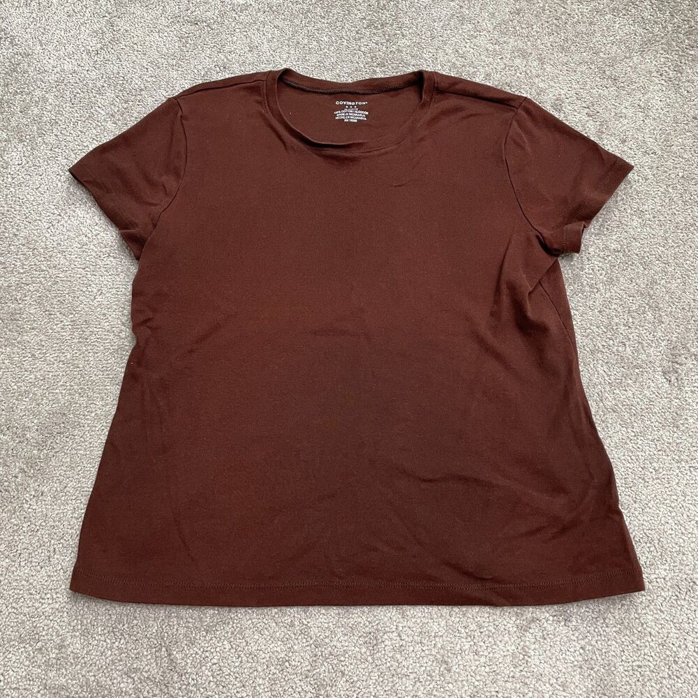 Covington Basic T-Shirt Womens XL Brown Crew Neck Short Sleeve Casual Cotton Tee
